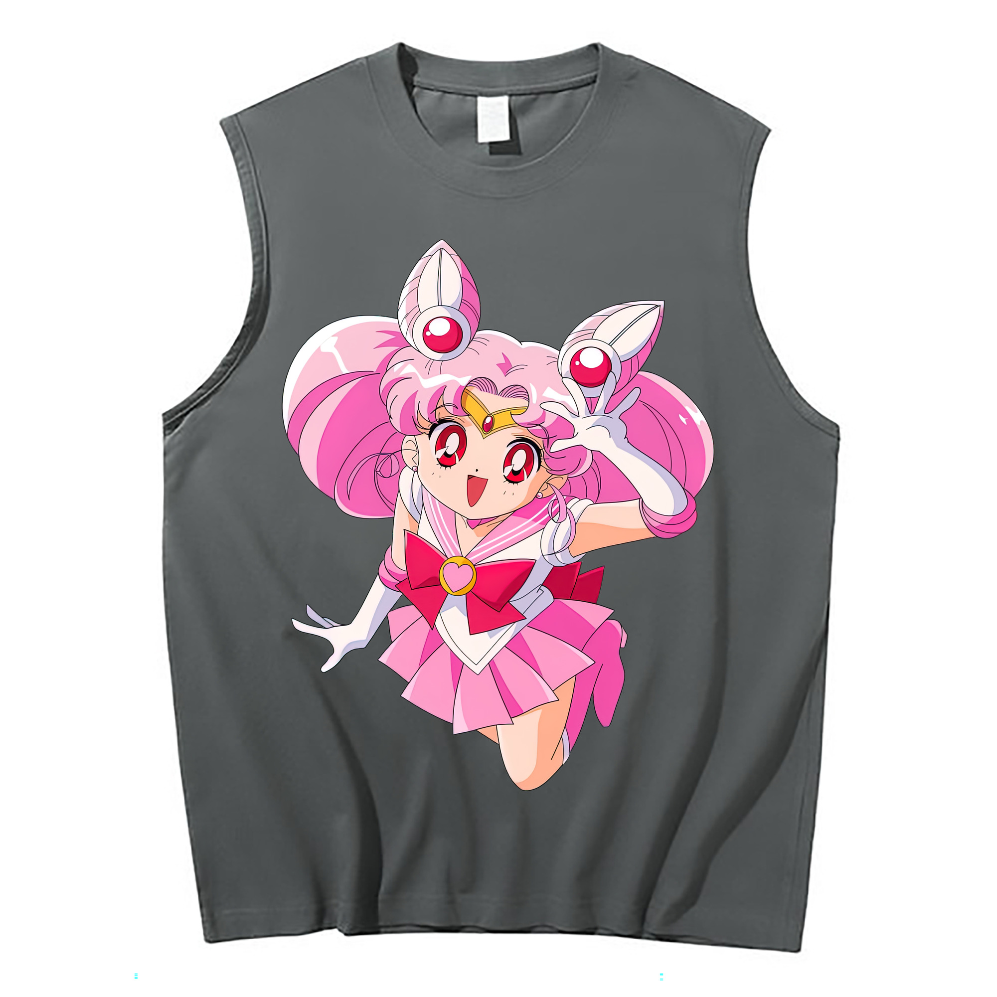 （画像用） 美少女戦士セーラームーン ちびうさ Sailor Moon Chibiusa Tsukino Usagi Small Lady Serenity コットン100％タンクトップ（フロントプリント）